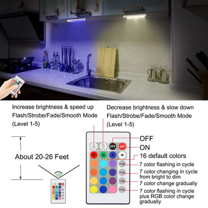 Skorter | Bigmonat Rgb Under Cabinet Lighting With Remote Control, Wireless Color Changing Led Light Strip