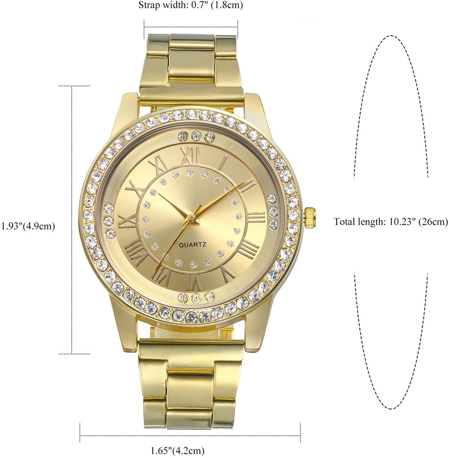 Skorter | Lancardo Men's Luxury Jewelry Gold Tone Bling Crystal Accents Stainless Steel Wrist Watch for Halloween Costume Party