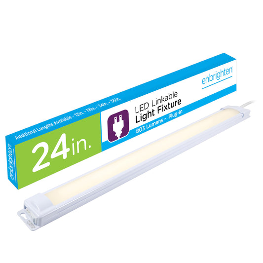 Skorter | Enbrighten 24" Led Under Cabinet Light, 803 Lumen, 3000K Warm White, Switchable, Plastic