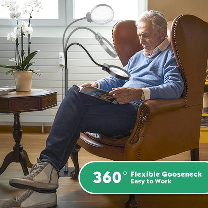 Skorter | Full-Page Magnifying Glass with LED Light – Hands-Free Reading Aid for Books, Crafts & Hobbies