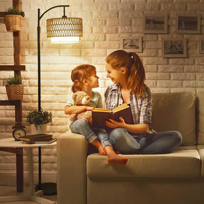 Skorter | Arc Floor Lamp with Remote Control & Dual Shades – Norvella