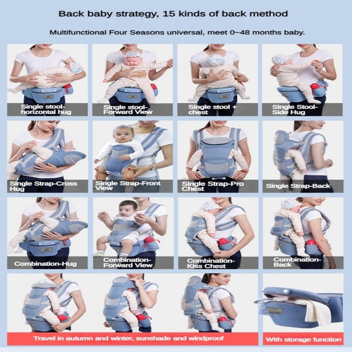 Skorter | 3-in-1 Ergonomic Baby Carrier with Storage Pouch – Soft Cotton Newborn to Toddler Carrier