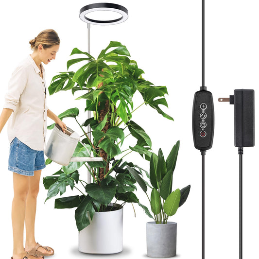 Skorter | Lordem 10" Full Spectrum Grow Light, 160 Leds Plant Lamp For Indoor Plants, Grow Lamp With 4/8/12H Auto Timer, 10 Dimmable Levels, 3 Spectrum Modes, 61" Height Adjustable, Ideal For Large Tall Plants