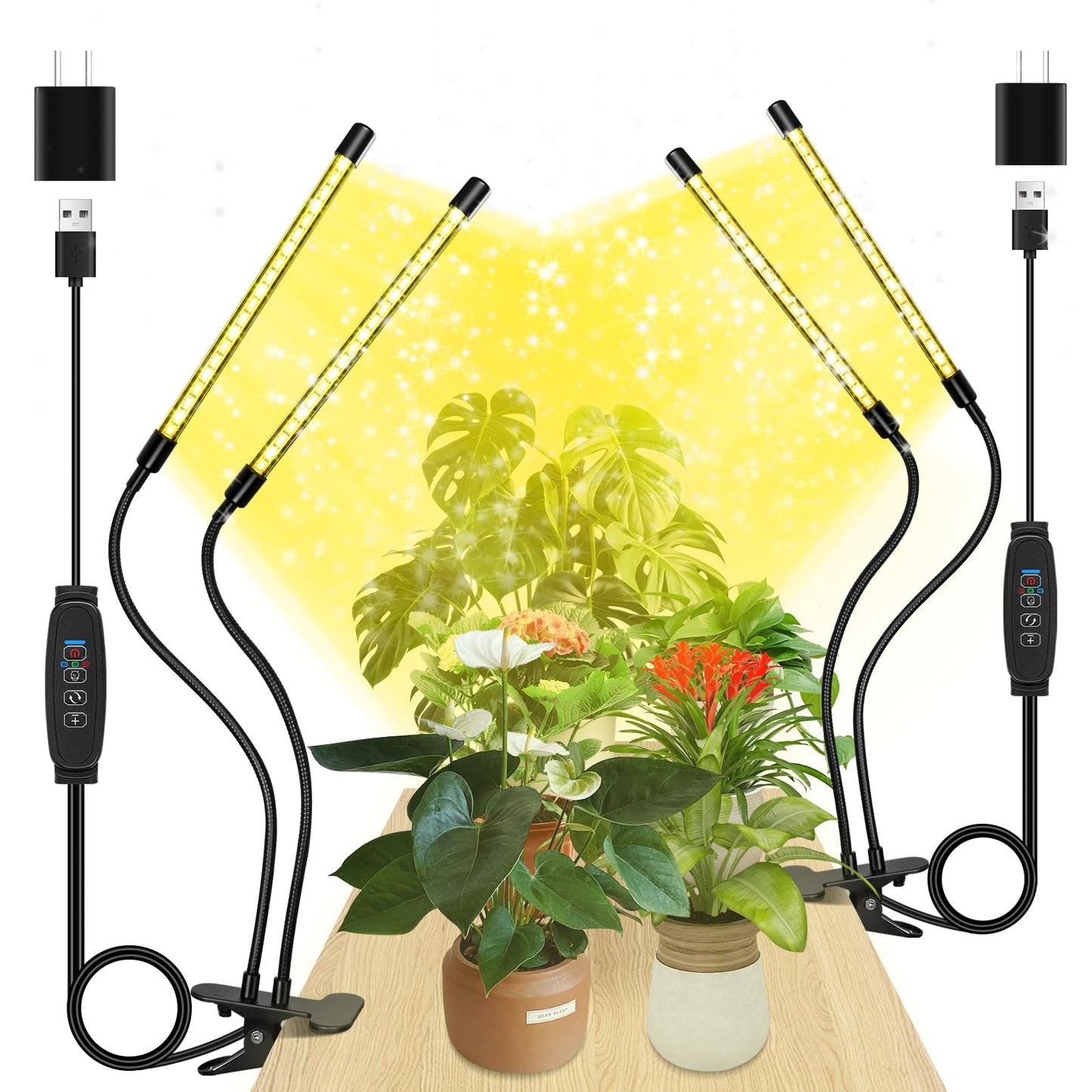 Skorter | Zyzykeji LED Grow Light 2-Pack, Full Spectrum Plant Light, 10-Level Dimmable, Automatic Timer