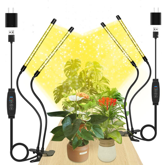 Skorter | Zyzykeji LED Grow Light 2-Pack, Full Spectrum Plant Light, 10-Level Dimmable, Automatic Timer