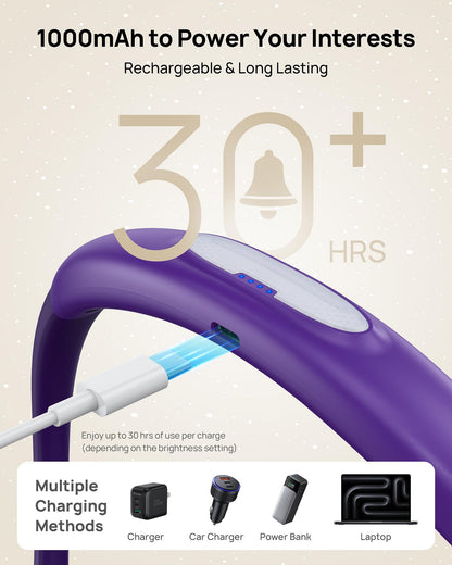 Skorter | Trond LED Neck Reading Light - 3 Color & Brightness, Rechargeable, Eye-friendly For Book Lovers