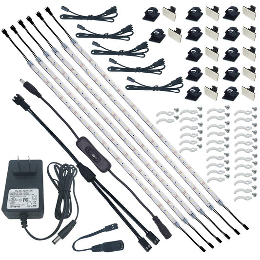 Skorter | Litever 6 Pcs Under Cabinet Led Lighting Kit, 20&quot; Warm White 2700K, 1800 Lumen, Flexible