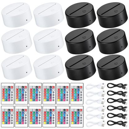 Skorter | Honoson 3D Night LED Light Lamp Base, 16 Colors, Remote Control, 3.35 Inches, Black & White