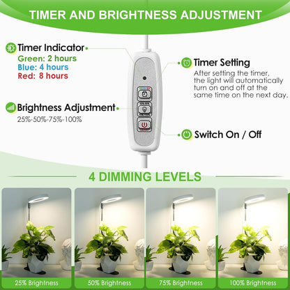 Skorter | Ej'S Super Car Indoor Plant Growth Light, Adjustable LED Lamp with Timer & 4 Brightness Levels, 2 Pack