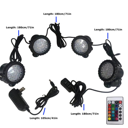 Skorter | Zhgservu Submersible Spotlight, Color Changing Remote Control, 36 Led, Ip68 For Pool & Garden