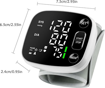 Skorter | Oklar Blood Pressure Monitors for Home Use Rechargeable Wrist Digital BP Machine Cuff with LED Backlit Screen, Voice Broadcast, 240 Memory Storage for 2 Users with Carrying Handle
