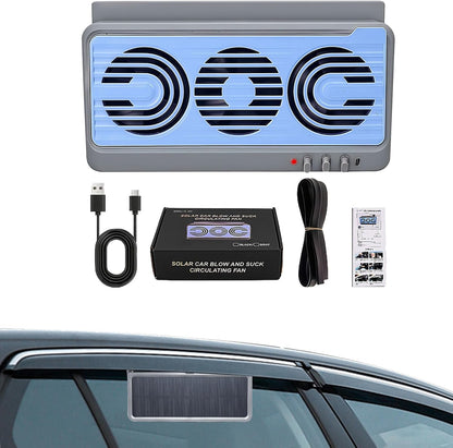 Skorter | Solar Car Window Fan – Dual Duct Ventilation Exhaust & Cooling Accessory – Aurovent