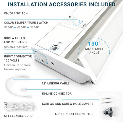 Skorter | Parmida Led 12" Swivel Under Cabinet Lighting, Dimming, 3Cct, Hardwired/Plug-In,