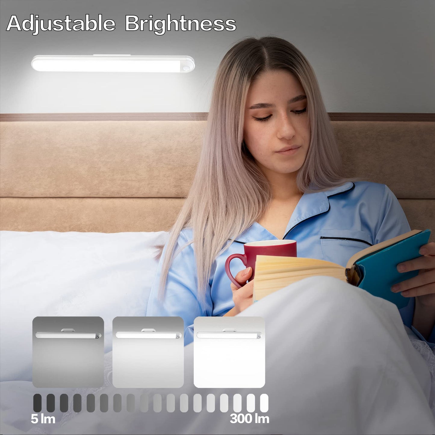 Skorter | Kagwon 7W Rechargeable Led Wall Lamp for Reading, Dimmable Magnet Lamp for Bunk Bed & Wardrobe