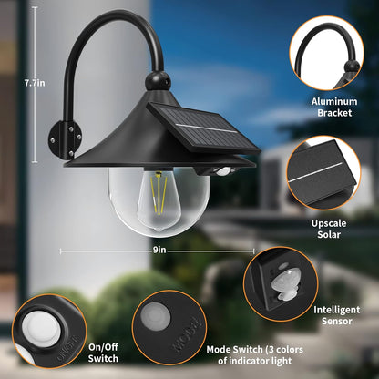Skorter | Solar Motion Barn Wall Lights with 3 Modes & Gooseneck Design (2 Pack) – Halden