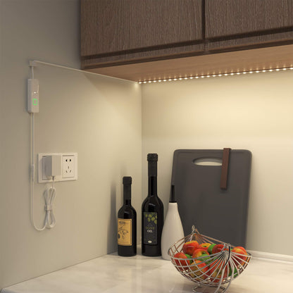 Skorter | Myplus 16.4 Ft Under Cabinet LED Strip Light Set, Dimmer Control, Warm White 3000K, 1050