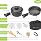Skørter | Gonex 11pcs/13pcs/16pcs/21pcs Camping Kitchen Equipment Set Mess Kit, Backpacking Cooking Equipment, Stackable Portable Non Stick Pot Pan Cook for Outdoor Hiking