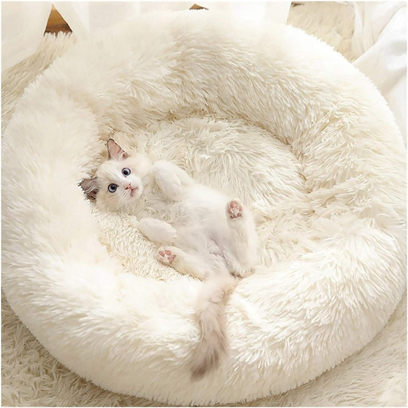 Skorter | PawNest Calming Donut Cat Bed | Round Plush Nest | Stress-Reducing & Cozy | Perfect for Cats & Small Dogs