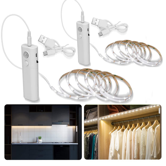 Skorter | Luxjet 2-Pack Rechargeable Led Strips With Motion Sensor - Cool White Under Cabinet Lighting