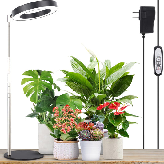 Skorter | Lordem Growth Light, Led Plant Light For Indoor Plant Growth, Full Spectrum Desk Growth Lamp With Automatic Timer For 4H/8H/12H, 4 Dimmable Levels, Height Adjustable 9.8&quot;-30.6&quot;, Black