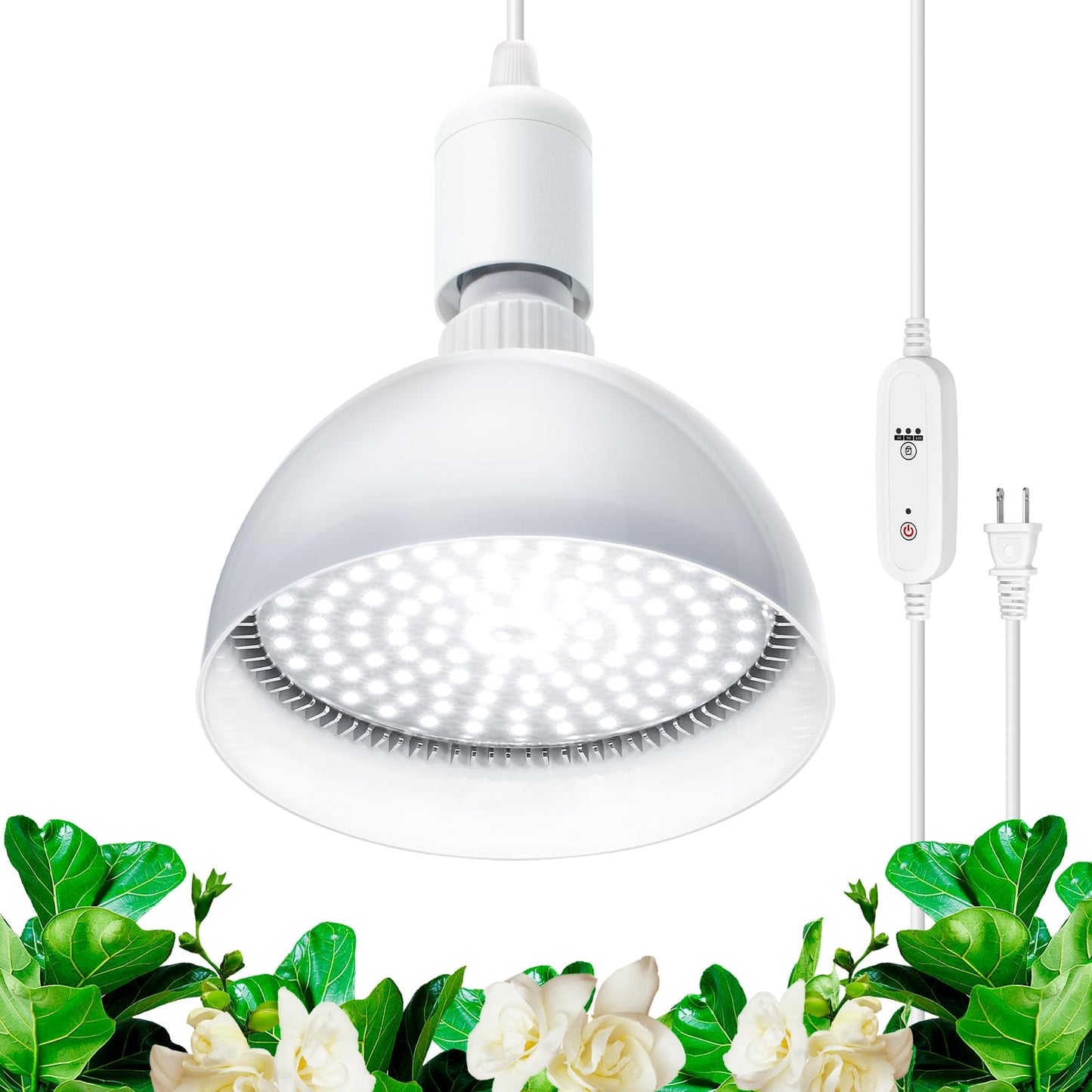 Skorter | Barrina Led Grow Light Bulb With Timer And Hanging System, 25W Full Spectrum, 4H/9H/14H Timer, Hanging Grow Light For Indoor Plants With 16.4Ft Power Cable, Plug In Pendant Lamp For Plants