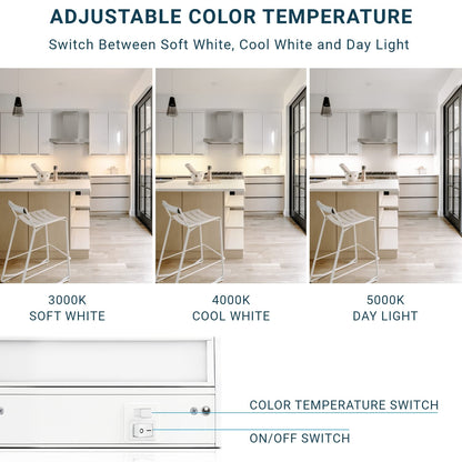Skorter | Parmida LED Under Cabinet Lighting, 16" Dimmable, 3Cct Color Selectable, Rotatable, Fixed Wiring