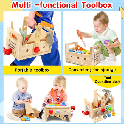 Skorter | 29-Piece Wooden Tool Box Set | Montessori STEM Educational Construction Toy for Kids Aged 2 to 6