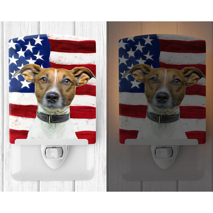 Skorter | Caroline's Treasures Jack Russell Terrier Ceramic Night Light - USA Flag, UL Approved, 6X4X3"