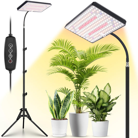 Skorter | 2024 Lbw Growth Light For Indoor Plants Full Spectrum With Stand, 214 Leds Standing Plant Light For Indoor Growth, Floor Growth Plant Lamp With 4/8/12H Timer, 6 Light Levels, 75" Adjustable Stand