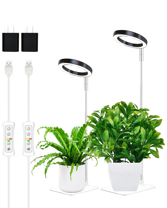 Skorter | Yadoker Plant Growth Light, LED Growth Light Full Spectrum For Indoor Plants, Height Adjustable, Automatic Timer, 5V Low Safe Voltage, Ideal For Small Plant Light