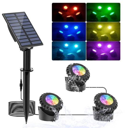 Skorter | T-Sun Sunlit Fountain Light - Rgb Color Changing Submersible Led For Pond, Aquarium & Garden