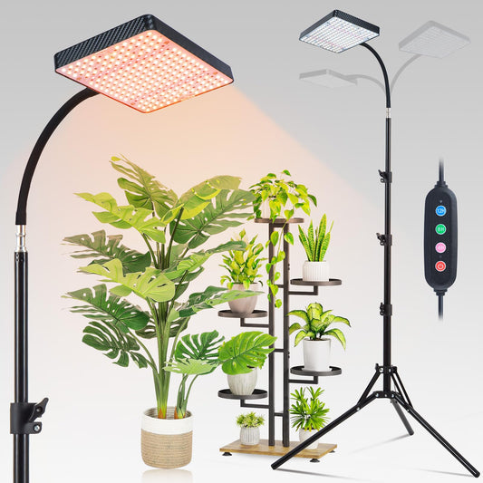 Skorter | Grow light with stand and timer, Fecida tripod standing grow light for indoor plants, 208 pcs LED bright plant grow lights for bonsai tree, seed starter, 24"-64" height adjustable
