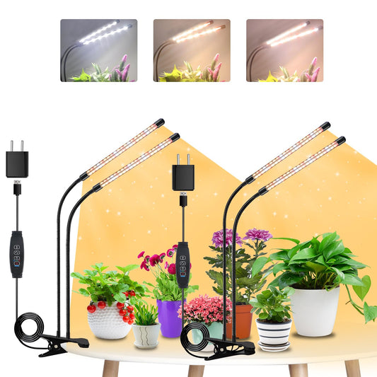 Skorter | Sdovuerc Growth Light For Indoor Plants, 4 Heads Full Spectrum Led Plant Lamps With Clips And 10 Foot Cables For Sprouting Growth(2 Pack)