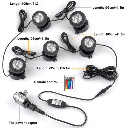 Skorter | Crepow Rgb Women's Light Set Of 5 - Bright Led Recessed Waterproof Spotlights With Timer & Remote Control