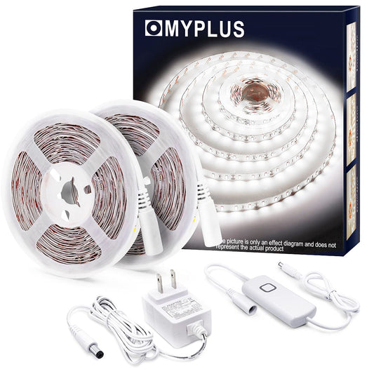 Skorter | Myplus 32.8Ft Dimmable Led Strip Light 6500K Cold White, Flexible Under Cabinet Lighting