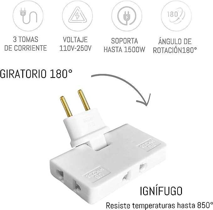 Skorter | 180° swiveling 3-way socket (EU plug)
