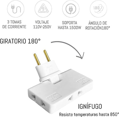 Skorter | 180° swiveling 3-way socket (EU plug)