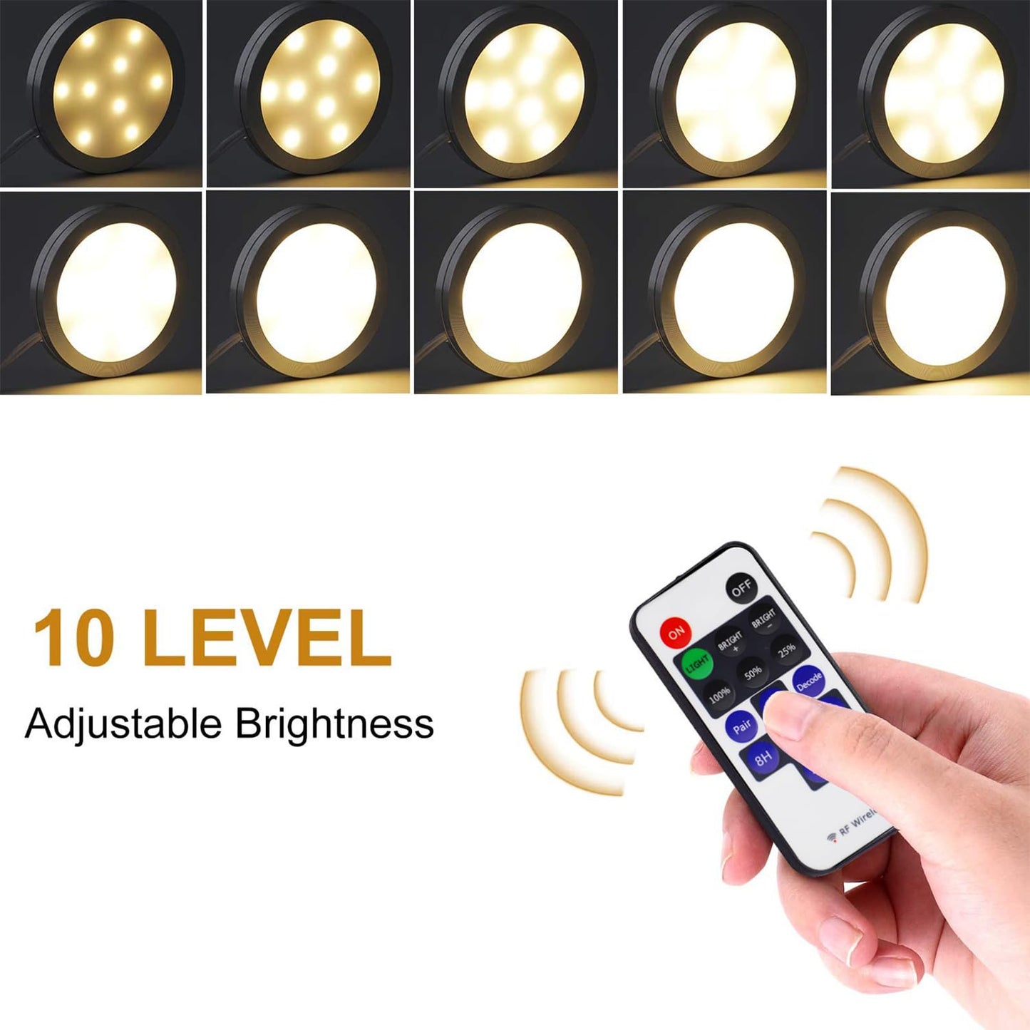 Skorter | Aiboo Dimmable Led Under Cabinet Puck Light Kit With Rf Remote Control, Warm White 2700K