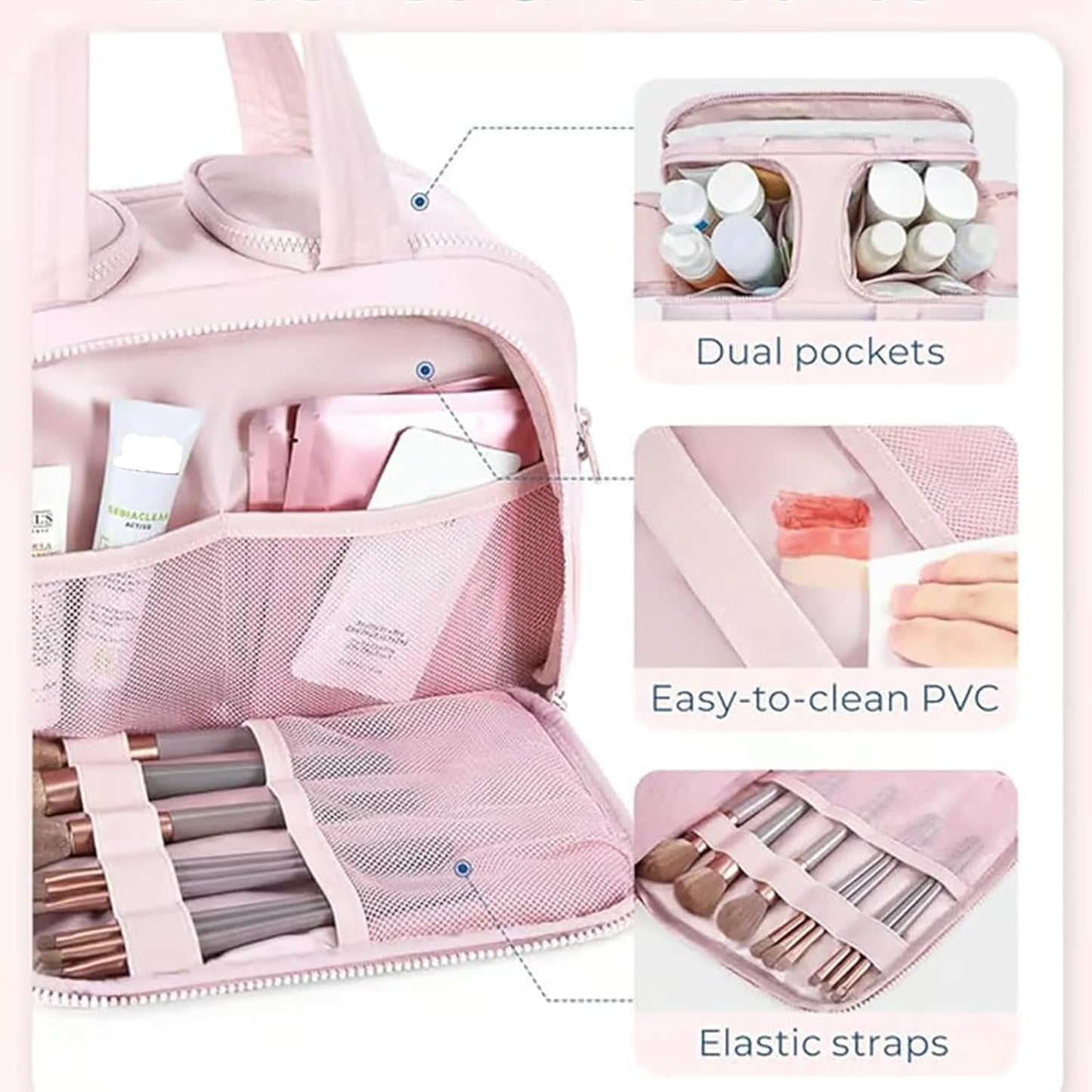Skorter | 4-in-1 Puffy Toiletry Bag for Women – Large Travel Makeup & Skincare Organiser