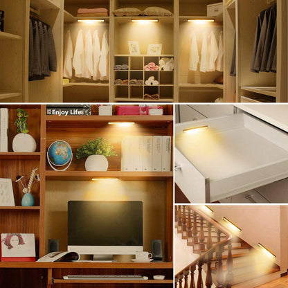 Skorter | Lepotec Stick On Cabinet Light, 10 Led Motion Sensor Under Counter Lighting, Warm White - 2 Pack