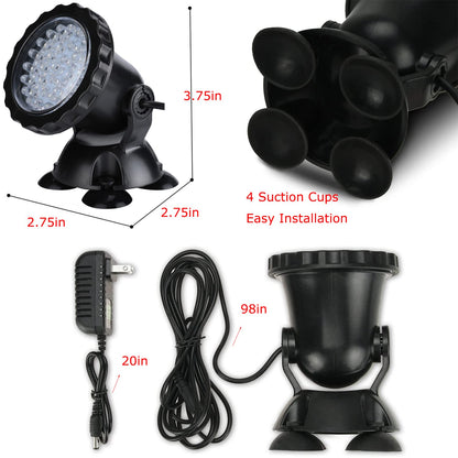 Skorter | Zhgservu Color Changing Underwater Pond Light - 36 LED Submersible Spotlight With Timer Remote Control, Set Of 2