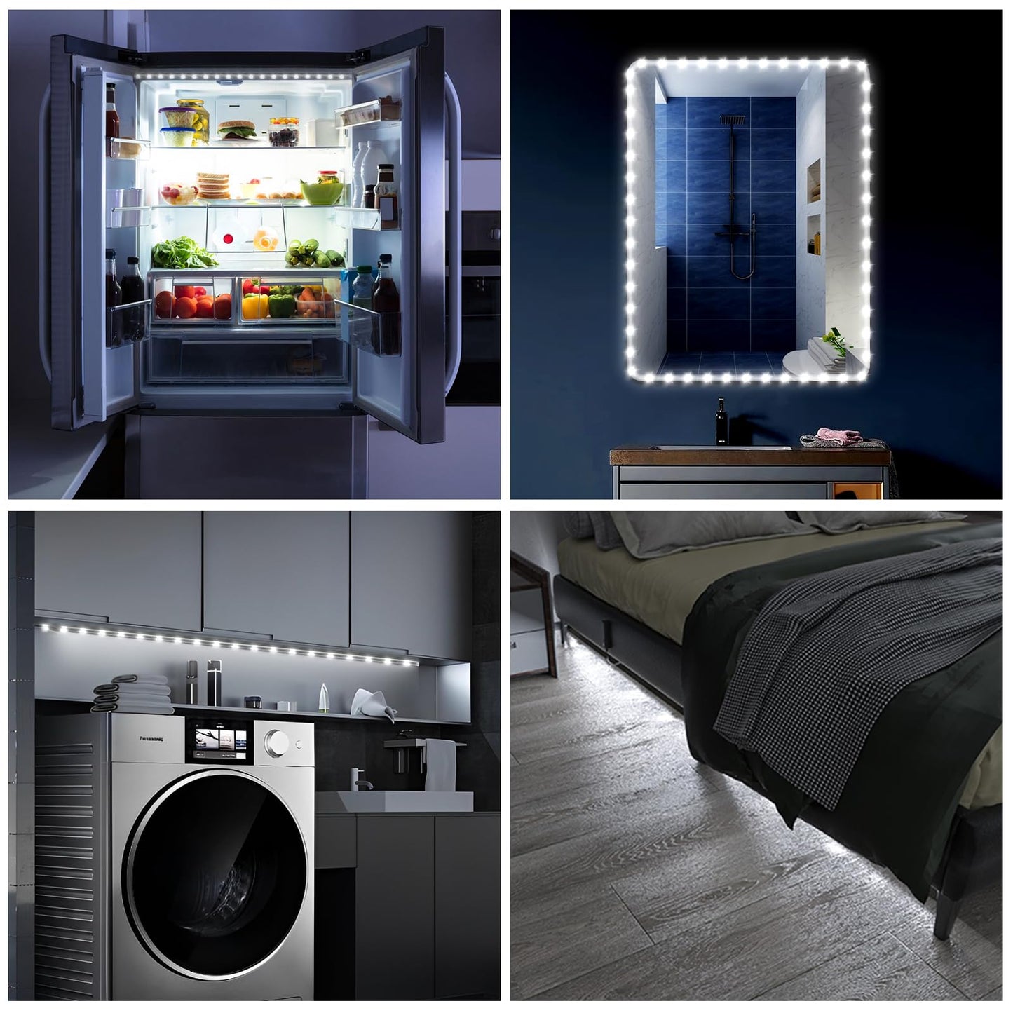 Skorter | Wobane Motion Sensor LED Strip Light 6.56 Ft, Rechargeable, Battery Powered, 6000K White, Black