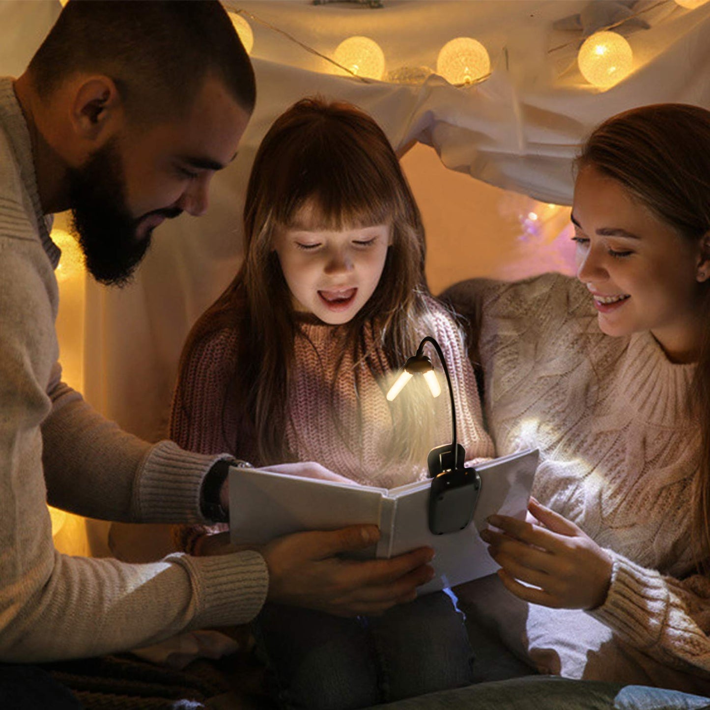 Skorter | Vekkia 14 Led Book Light With Charger, Warm/White Clip Light For Reading, Lightweight & Eyewear