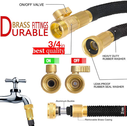 Skorter | AquaFlex Expandable Garden Hose – Lightweight, Flexible, Leakproof Water Hose with Brass Connectors