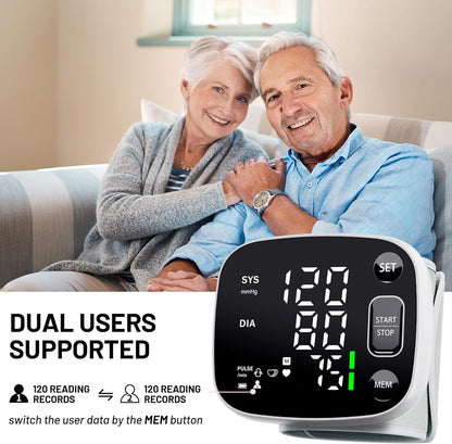 Skorter | Oklar Blood Pressure Monitors for Home Use Rechargeable Wrist Digital BP Machine Cuff with LED Backlit Screen, Voice Broadcast, 240 Memory Storage for 2 Users with Carrying Handle