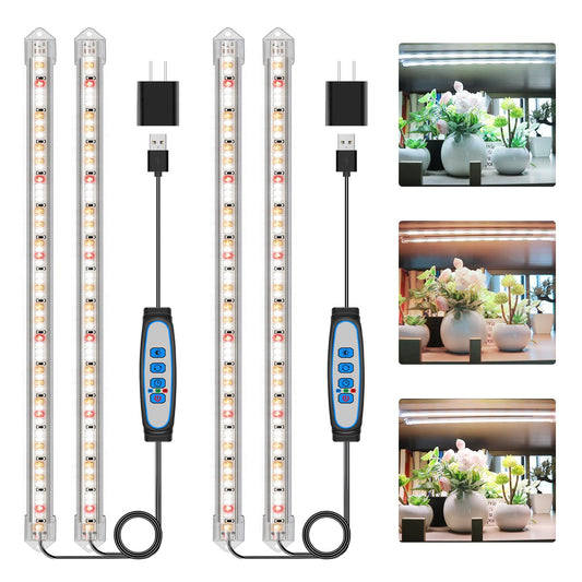 Skorter | Coal Sinss 16&quot; Plant Grow Light Strips, 120 Leds Grow Light For Indoor Plants Full Spectrum With Upgraded Timer 6/12/16 Hours, 5 Dimmable Levels, 2 Pack Sun-Like Grow Lamp For Hydroponics Succulent
