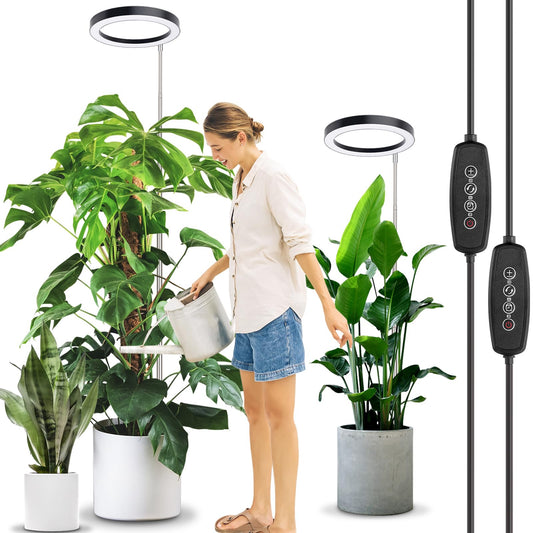 Skorter | Lordem 10" Full Spectrum Plant Light, 160 Leds Large Grow Light For Indoor Tall Plants, Grow Lamp With 4/8/12H Auto Timer, 10 Dimmable Levels, 3 Spectrum Modes, 61" Height Adjustable, Pack Of 2