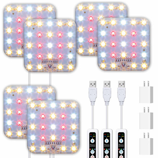 Skorter | Dommia Grow Light, 3300K Warm Air Dimmable Full Spectrum High Ppfd With Optical Lens, Automatic On/Off And 6/12/16H Timer, Suitable For Indoor Growth, 3 Pack