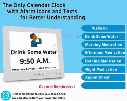 Skorter | 11.5-Inch Digital Calendar Day Clock with 19 Reminders – Claryon