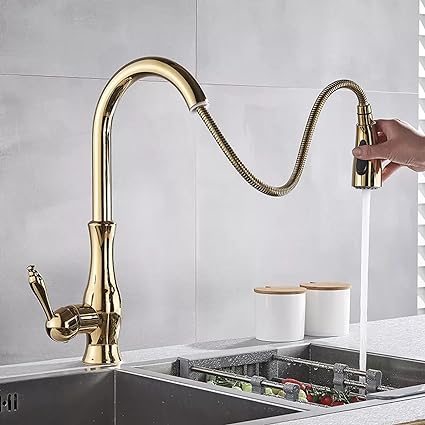 Skorter | Brass Kitchen Faucet Pull Out Mixer Sink Water Tap 360 Rotation Single Handle